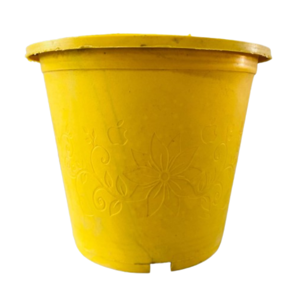 Plastic Pot 8 Inches (Flower Printed Pattern) | Durable & Decorative
