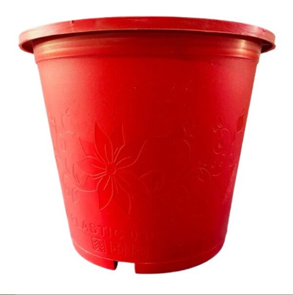 Plastic Pot 8 Inches (Flower Printed Pattern) | Durable & Decorative