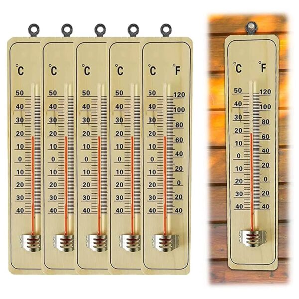 Classic Wooden Temperature Meter – Wall-Mount Dial